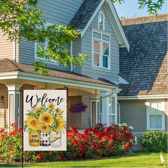 wyooxoo Spring Summer Flower Garden Flag 12x18 Inch Double Sided Vertical Welcome Garden Flag Outside Farmhouse Yard Outdoor Decoration (N)