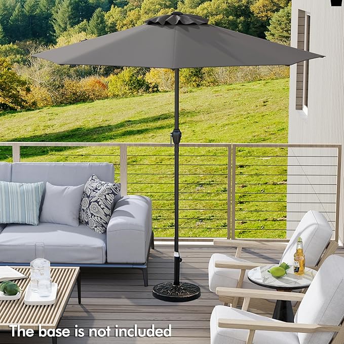 Tangkula 8.5 FT Outdoor Patio Umbrella, Modern Table Umbrella with 8 Heavy Duty Ribs, Vented Top & Crank Handle, Sun-proof Canopy, Market Umbrella for Patio, Garden, Poolside (Grey)