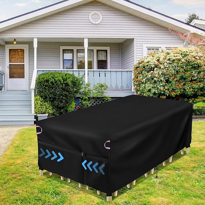 Patio Furniture Cover, 102inch Outdoor Furniture Covers Waterproof for Outdoor Couch/Table and Sofa Sectional Rectangular, Black-102"L x 40"W x 28"H
