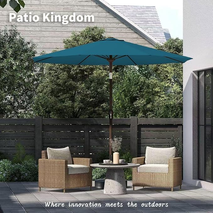 PatioKingdom 11FT Patio Umbrella,Outdoor Umbrella with Push Button Tilt and Crank,Market Table Umbrella with 8 Sturdy Fiberglass Ribs UV Protection