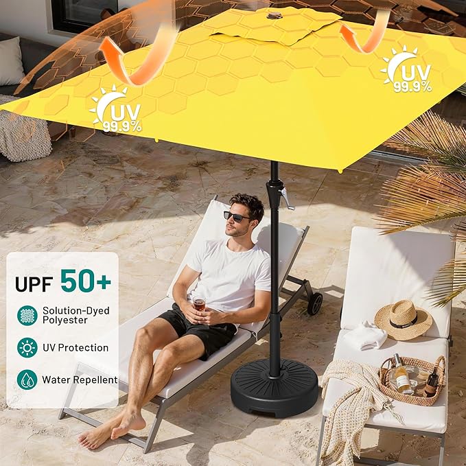 AreShark 8' x 10' Rectangle Patio Umbrellas for Outdoor, Outdoor Table Umbrella, Large Outdoor Patio Umbrellas with 8 Sturdy Ribs for Pool, Garden, Market (Yellow)