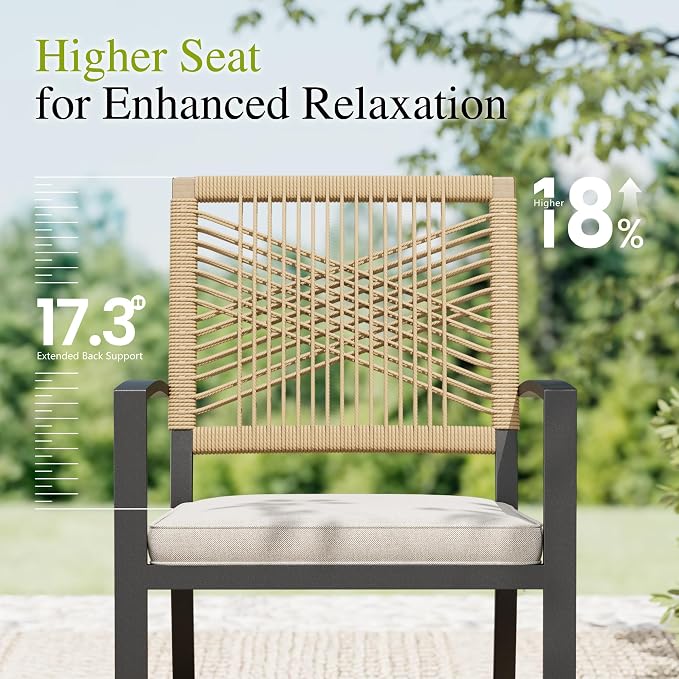 Sophia & William 7pc Patio Dining Set, 60" Rectangular Table, Wicker Chairs | Outdoor Dining Set for 6, Rectangular Patio Dining Table Set with Patio Wicker Chairs for Garden, Porch, Deck