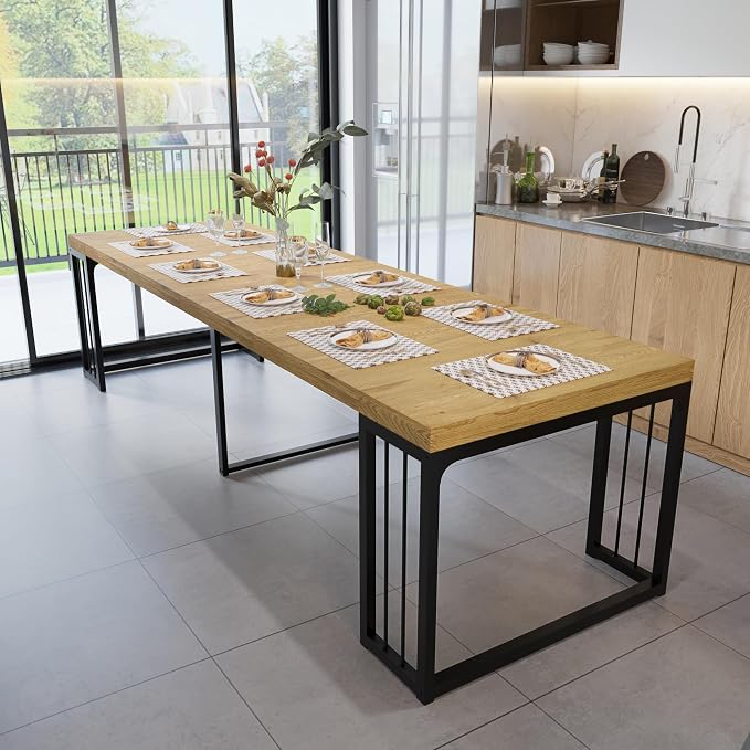 Lasageldar 118" Extendable Dining Table for 2-10 People, Modern Space-Saving Wood Dinner Table for Kitchen Dining Living Room Outdoor Patio (Wild Oak)