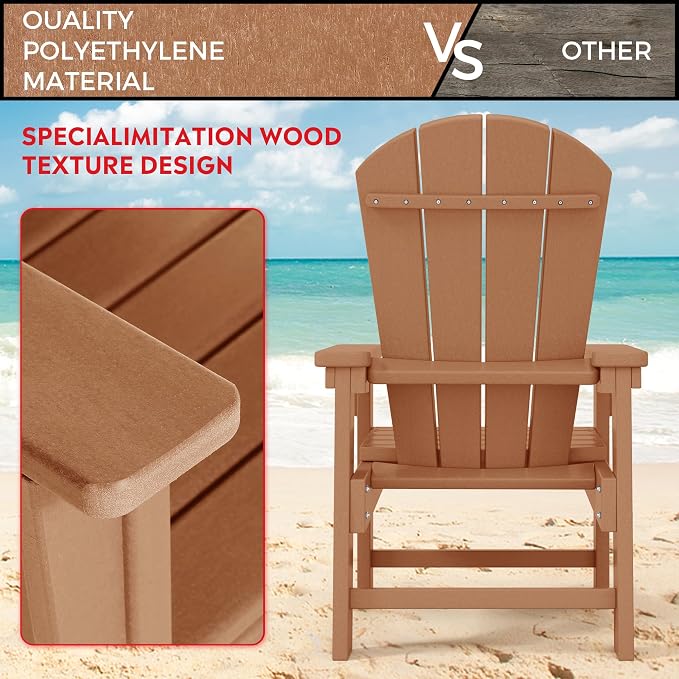 Costaelm Paradise Kids 5-Piece HDPE Outdoor Square Patio Dining Table and Chairs Set, Teak