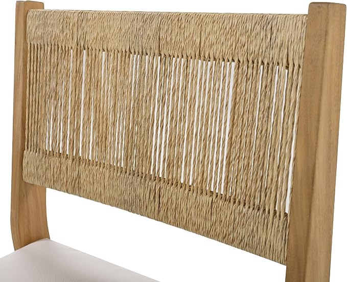 Modern 5 Pieces Patio Dining Table Set, Acacia Wood Dining Table and 4 Chairs,Outdoor Indoor Furniture Set for Garden, Backyard, Balcony (Beige)