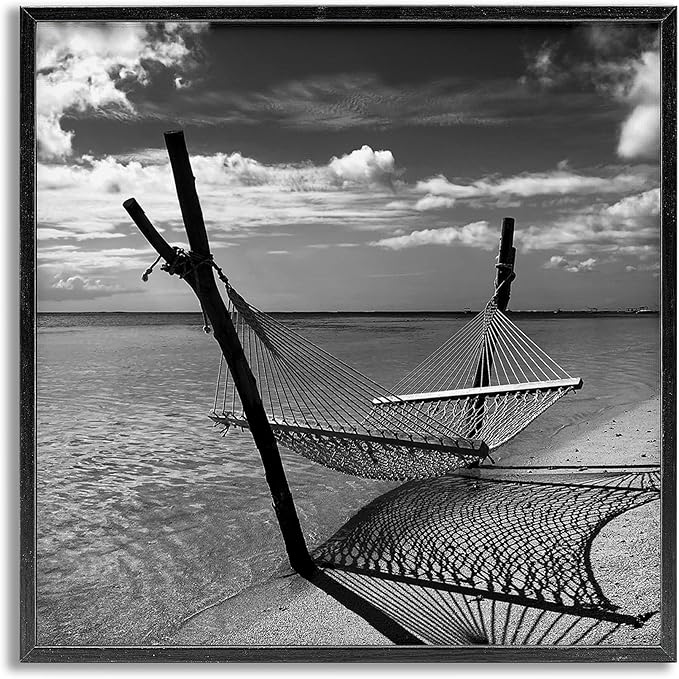 Stupell Industries Windward Beach Hammock Framed Giclee Art Design by Noah Bay