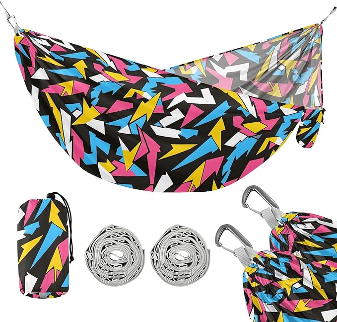 Camping Hammock Outdoor Hammocks for Outside Lightning Beach Trees Portable Lightweight with Pockets Tree Straps Indoor