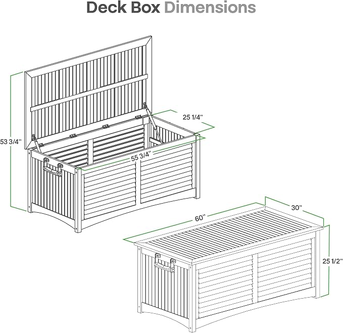 Cambridge Casual Arie Teak Outdoor Deck Storage Box with Waterproof Cover – 130 Gallon Wooden Patio Storage