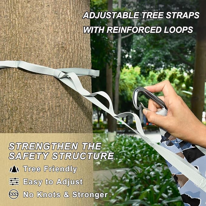 Camping Hammock Outdoor Hammocks for Outside Light Blue Leopard Cheetah Beach Trees Portable Lightweight with Pockets Tree Straps Indoor