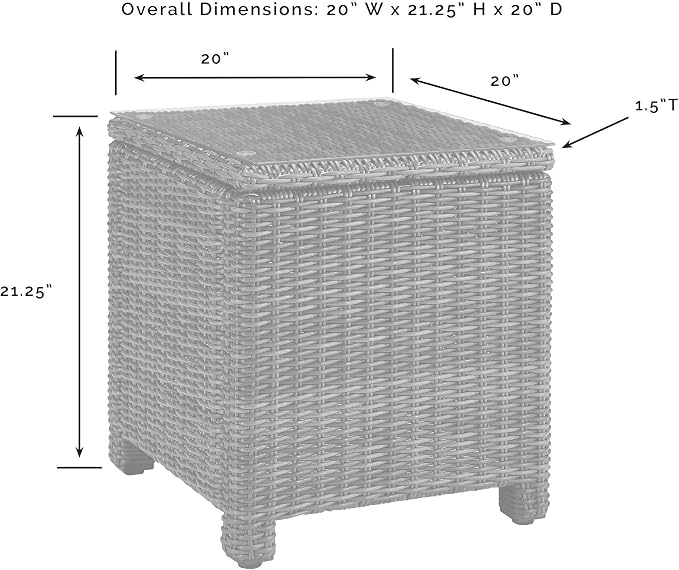 Crosley Furniture Bradenton All Weather Rattan Wicker Outdoor Side Table for Patio, Deck, Porch, Brown