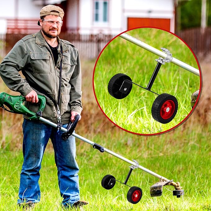 Fabbay Adjustable Support Wheels Auxiliary Wheels 26mm(1 Inch) and 28mm(1.1 inch) Weed Walk Behind String Trimmer for Weed Grass Cutter Gas String Trimmer(Black)