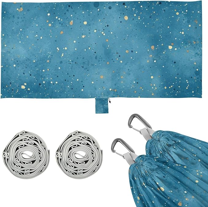 Blue with Gold 330lb Capacity Hammocks for Camping Tree Hammock for Patio Backyard Lounge Base Silla hamacas para adultos