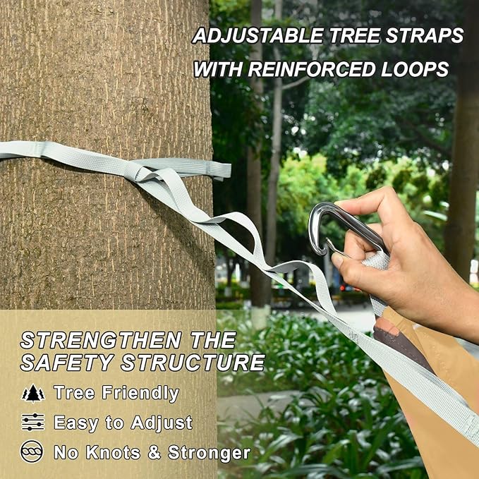 Cute Cartoon Cat 330lb Capacity Camping Hammock with Portabl Carry Bag Tree Hammock for Outside Patio Backyard Poolside hamacas para adultos 2 Personas