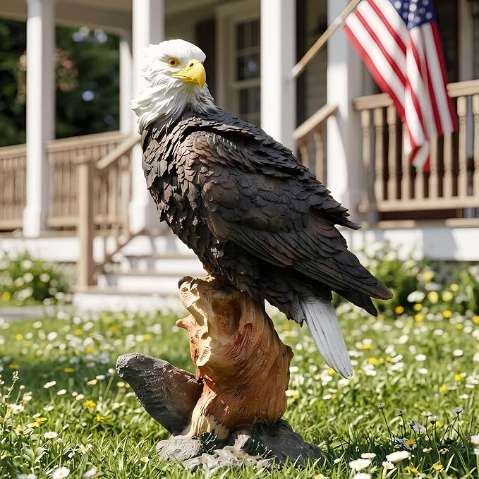13.2" Real Eagle Outdoor Sculpture,Funny Bird Statue,Garden Beach Statue Decorations,Resin Animal Seabird Ornaments,Coastal Beach Decor,Patio Decor for Table Statues for Garden,Lawn,Yard