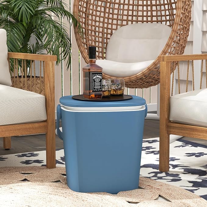 Moccha Outdoor Side Table Cooler - 4 Gallon Cooler Side Table w/Handle, Bottle Opener & Lift Top Lid, 3-in-1 Ice Bucket for Beer & Wine Storage, Cocktail Patio Bar Table for Beach Pool Picnic