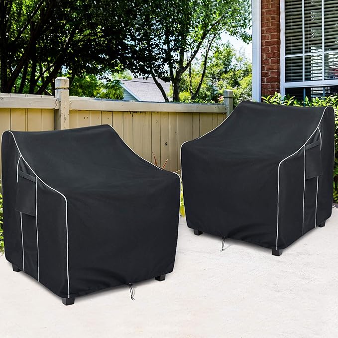 FORSPARK Patio Chair Cover 2 Pack - Heavy Duty Waterproof Outdoor Furniture Covers, Fits 36W x 37D x 36H Inches