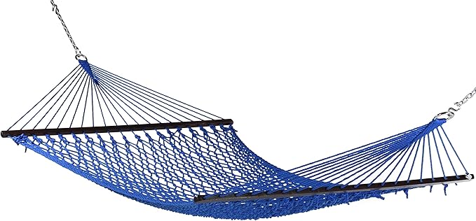 Caribbean Rope Hammock - 55 Inch - Soft-Spun Polyester (Dark Blue)