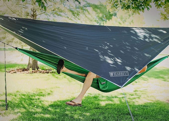 Bear Butt Kodiak Hammock, 550 lbs Capacity, Black Nylon Hammock with Rain Fly and Bug Net