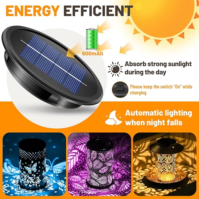 Replacement Solar Light Parts 2 Mode 2 Pack Warmwhite and RGB Color-Changing ,Solar Lights Replacement Top, Inserts for Lanterns, Waterproof DIY Outdoor Garden Patio Decor 3.53inch