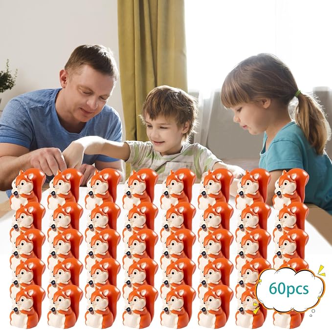 60 Pcs Mini Resin Squirrel Figurine Bulk Mini Squirrel Figurine Cake Decorations Cute Miniature Resin Sculpture Ornament Micro Landscape Office Garden Desk Party Tabletop Decor