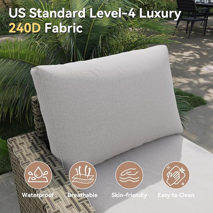 LazySunsets Luxury Patio Furniture Set with Fire Pit Table, All-Weather Patio Sectional Sofas with Thickened Cushions, 13 Piece Outdoor Furniture Set with Swivel Rocker Chairs & Ottomans, Grey