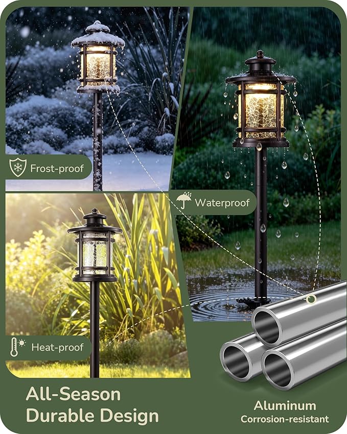 EDISHINE Low Voltage Landscape Lights, 3.4W 155LM 12V 3000K Landscape Path Lights, Outdoor Waterproof Landscaping Lights, 50,000H LED Pathway Light for Yard, Garden, Driveway, 6 Pack