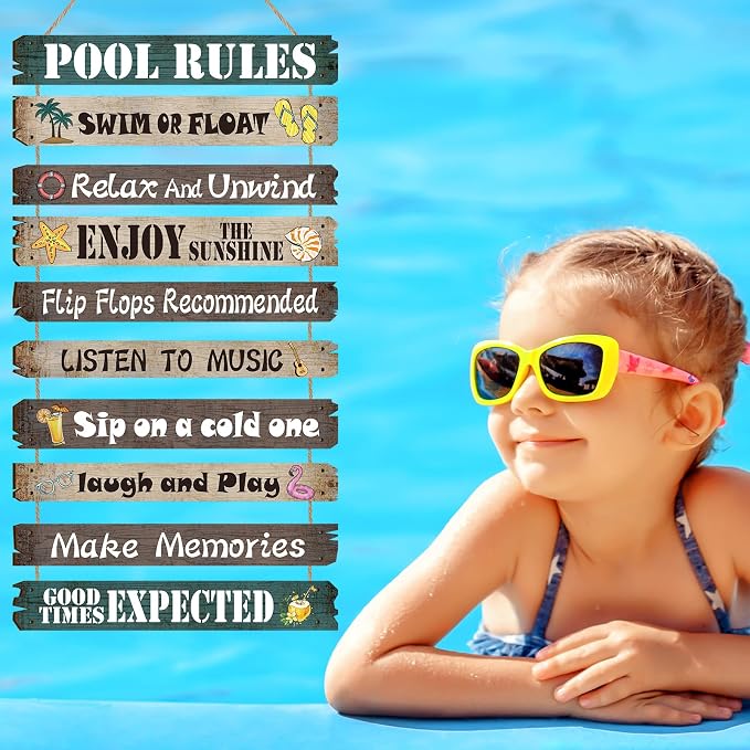 Tatuo Hot Tub Pool Patio Rules Signs Gifts Wood Funny Rules Signs Decorative Outdoor Regulations Plaque Wall Bath for Bathroom Pool Backyard Outdoor Wall Art Accessories(Elegant)