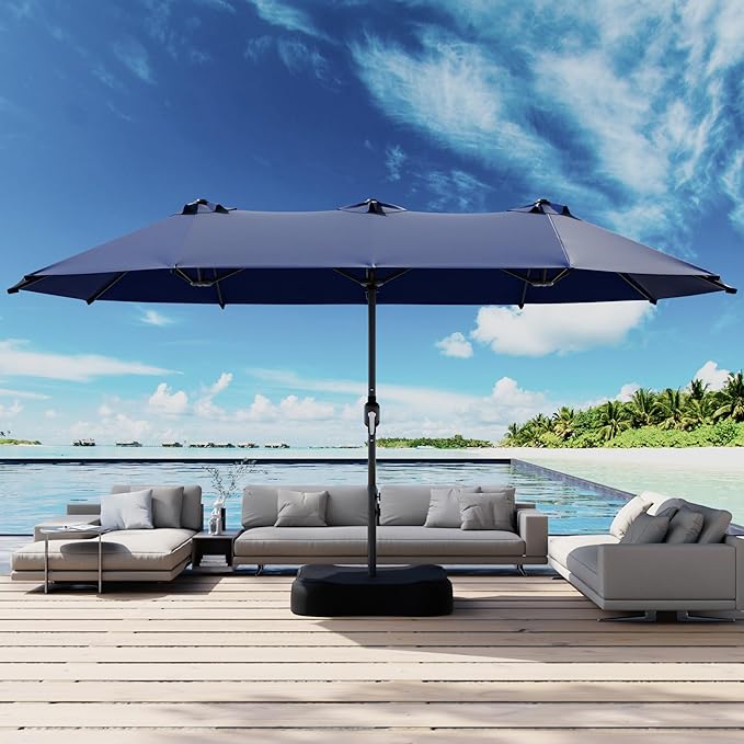 Joyside 13FT Large Patio Umbrella, Outdoor Double Sided Umbrella, Rectangle Umbrella with Crank Handle, 12 Sturdy Ribs for Deck, Porch and Pool