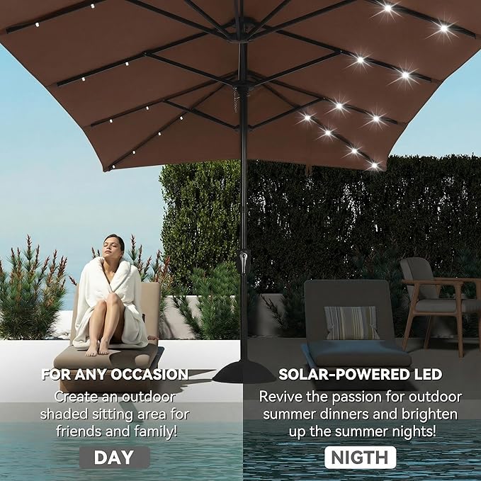 15×15ft Outdoor Patio Umbrella, Double Sided Market Rectangle Umbrella with Crank Handle, Large Sun Shade for Outside Deck, Backyard, Garden