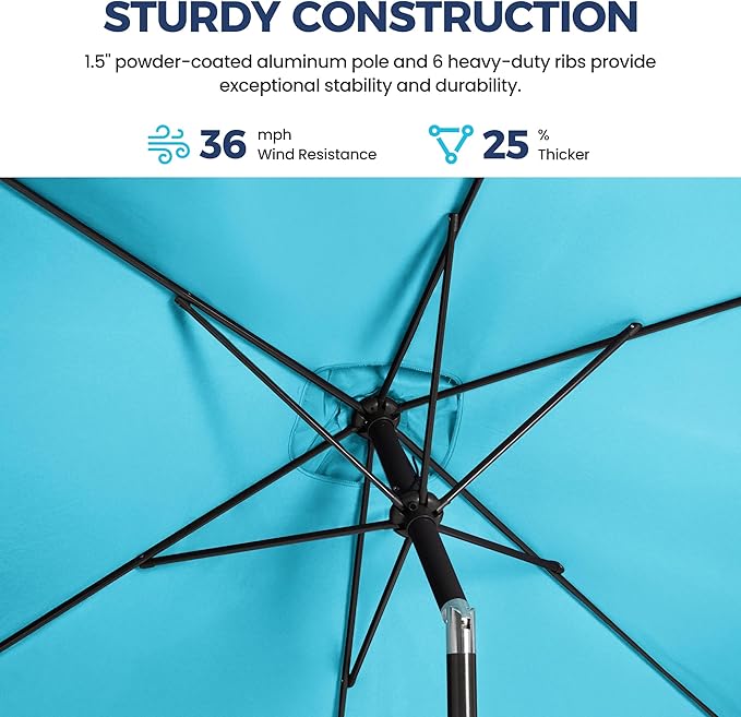 SUNVIVI OUTDOOR Patio Umbrella, Rectangular Patio Umbrella, Metal Pole Square Outdoor Umbrella with Crank and Push Button Tilt, Large Outdoor Umbrella with Polyester Canopy