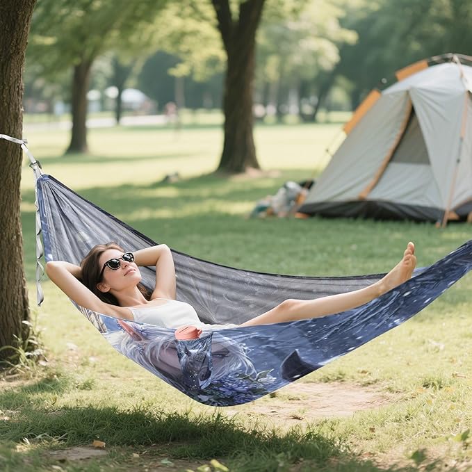 Archers Game Anime Girl Outdoor Hammock with Portabl Carry Bag Backyard Hammock for Outside Patio Garden