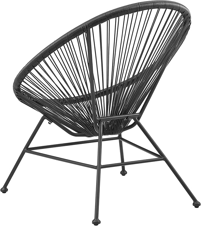 Linon Charleston Black Woven Hammock Style Outdoor Chair with Metal Frame