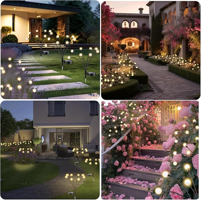 SCNNC Solar Lights Outdoor - 4Packs, 32 LEDs Garden Lights Solar Powered Firefly Lights IP65 Waterproof for Lawn Yard Patio Pathway & Landscape Garden Decoration Gifts