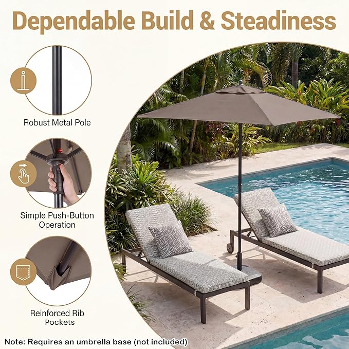 Giantex 5ft Square Patio Umbrella, Outdoor Table Umbrella with Push Bottom Tilt, 4 Sturdy Ribs, Fade Resistant & Waterproof Canopy, Market Umbrella for Deck, Pool, Backyard, Garden, Beach
