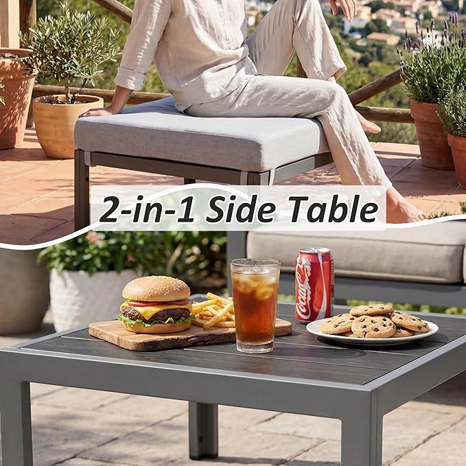 Outdoor Conversation Furniture Set, Patio Sectional Sofa Set, Outdoor Couch Sectional, Outside Sets, Patio Furniture Sets for Backyard, Garden, Lawn, Poolside, Grey