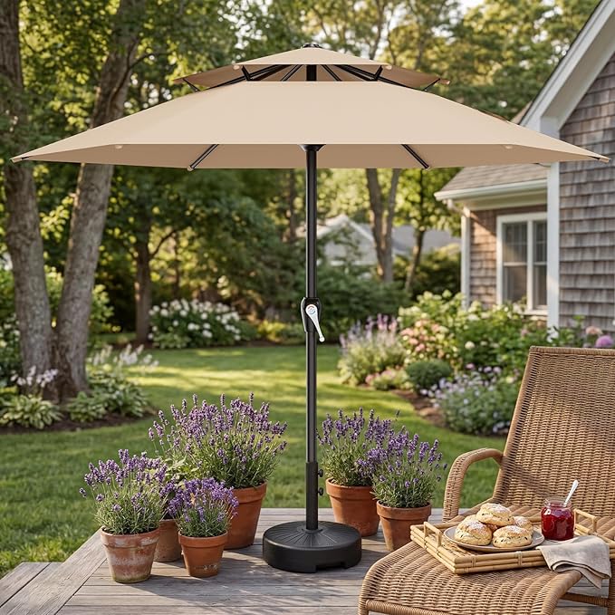 AreShark 12FT Patio Umbrella, Outdoor Umbrellas with 6 Sturdy Ribs