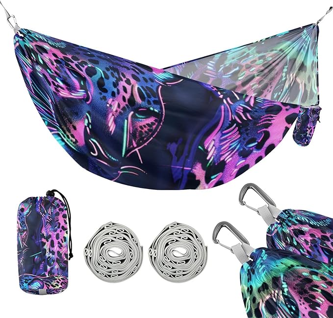 Holographic Leopard 330lb Capacity Outdoor Hammock with Portabl Carry Bag Backyard Hammock for Indoor Outdoor Patio hamaca para adultos