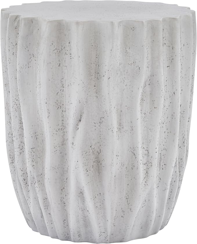 Christopher Knight Home Fairhill Outdoor Ribbed Side Table, Lightweight Concrete End Table, Accent Table with Wave Textured, Decorative Small Coffee Desk for Living Room Patio Balcony, Antique Grey