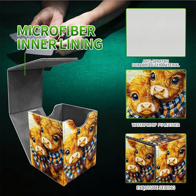 Scarf Scalper Card Deck Box for MTG, Personalized Card Storage Case Fits 120+ Sleeved Cards, Premium Leather TCG Box with Strong Magnetic Closure for Magic, CCG, PTCG, Baseball Cards