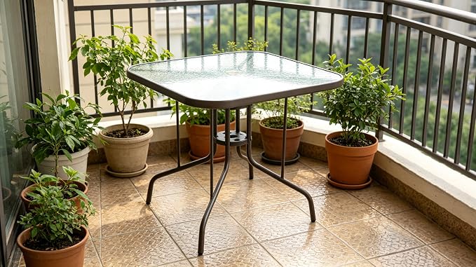 Square Patio Dining Table, 4-Person, Brown
