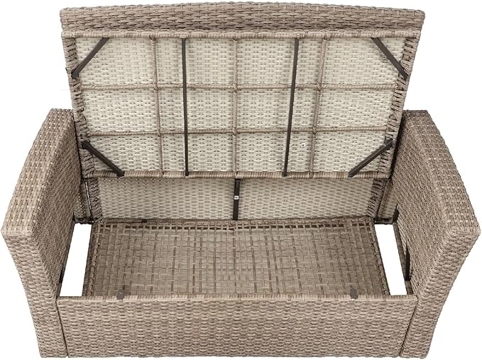 Outdoor Patio Furniture Boho, Outdoor Patio Chairs Modern Gray Patio Conversation Sets 4 Chairs Rattan with Ottoman and Cushions