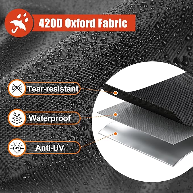 LBTING Patio Furniture Cover, Outdoor Table Chair Sofa Desk Covers 89L x 59W x 28H Inches, 420D Waterproof Windproof Dust-proof UV-Resistant Furniture Cover - Black
