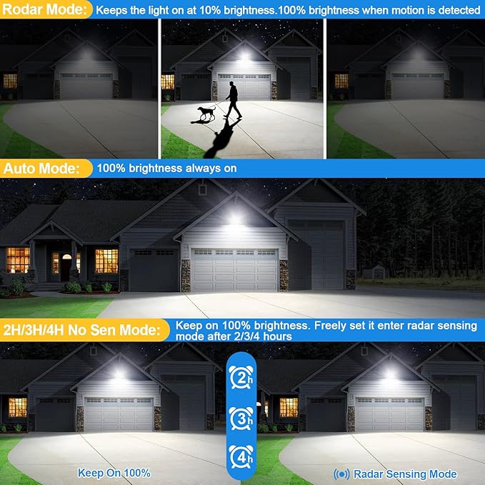Solar Street Lights Outdoor, 2500LM Solar Security Lights with Remote Control, 270° Wide Angle IP66 Waterproof Motion Sensor Solar Flood Lights for Outside, Garage Yard Garden Fence Lighting, 6 Pack