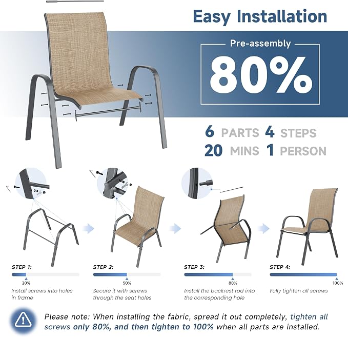 Amopatio 5 Pieces Outdoor Dining Set for 4, Patio Table and Chairs, 4 All Weather Stackable Patio Chairs, 36" Patio Spliced Square Table with Umbrella Hole, for Deck, Backyard, Garden,Brown