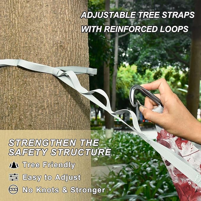 Camping Hammock Outdoor Hammocks for Outside Skeleton Rose Scarlet Beach Trees Portable Lightweight with Pockets Tree Straps Indoor Small