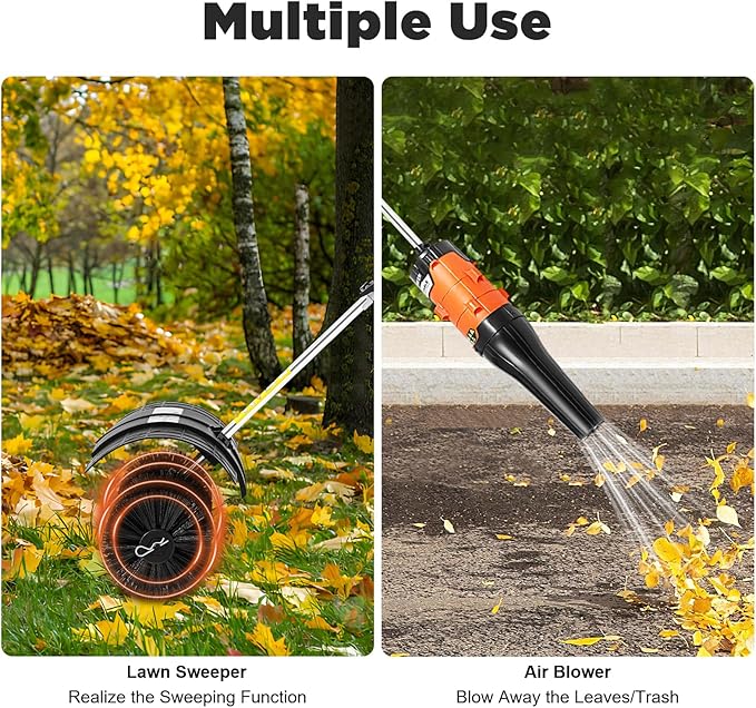 Gas Handheld Sweeper 52cc, 2 Stroke 2.3HP Engine Power Snow Sweeping Broom, 20.47in Wide Turf Lawns Artificial Grass Power Brush Lawn Sweeper Cleaner Tools with Blow Function