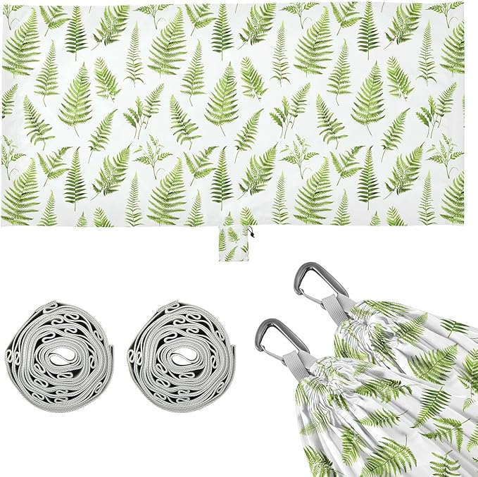 Camping Hammock Outdoor Hammocks for Outside Fern Pteridophyte Beach Trees Portable Lightweight with Pockets Tree Straps Indoor