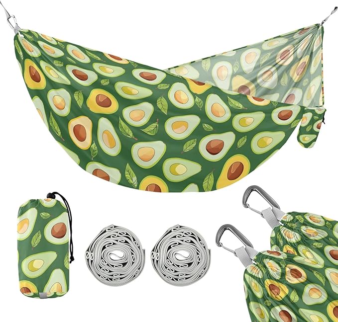 Camping Hammock Outdoor Hammocks for Outside Avocado Green Cute Beach Trees Portable Lightweight with Pockets Tree Straps Indoor