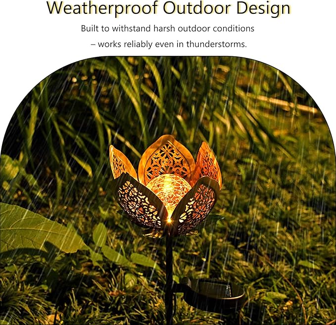Solar Lights Outdoor Garden Decor,Solar Stake Lights, 2Pack Decorative Solar Garden Light, Metal Solar Sunflower Lights Lawn Lamp for Courtyard Decoration