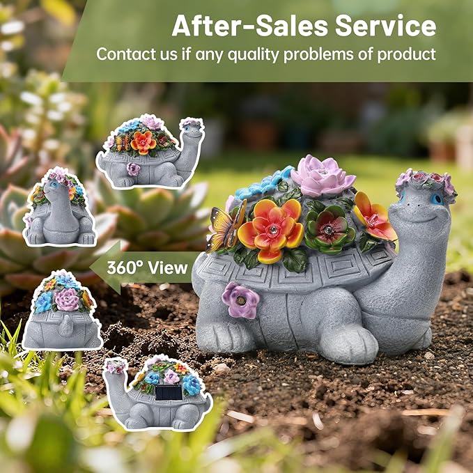 Large Solar Turtle Garden Statue,Outdoor Animal Statues for Garden,Yard,Lawn,Patio,Porch, Balcony, Unique Birthday Gifts for Mom, Women, and Grandma